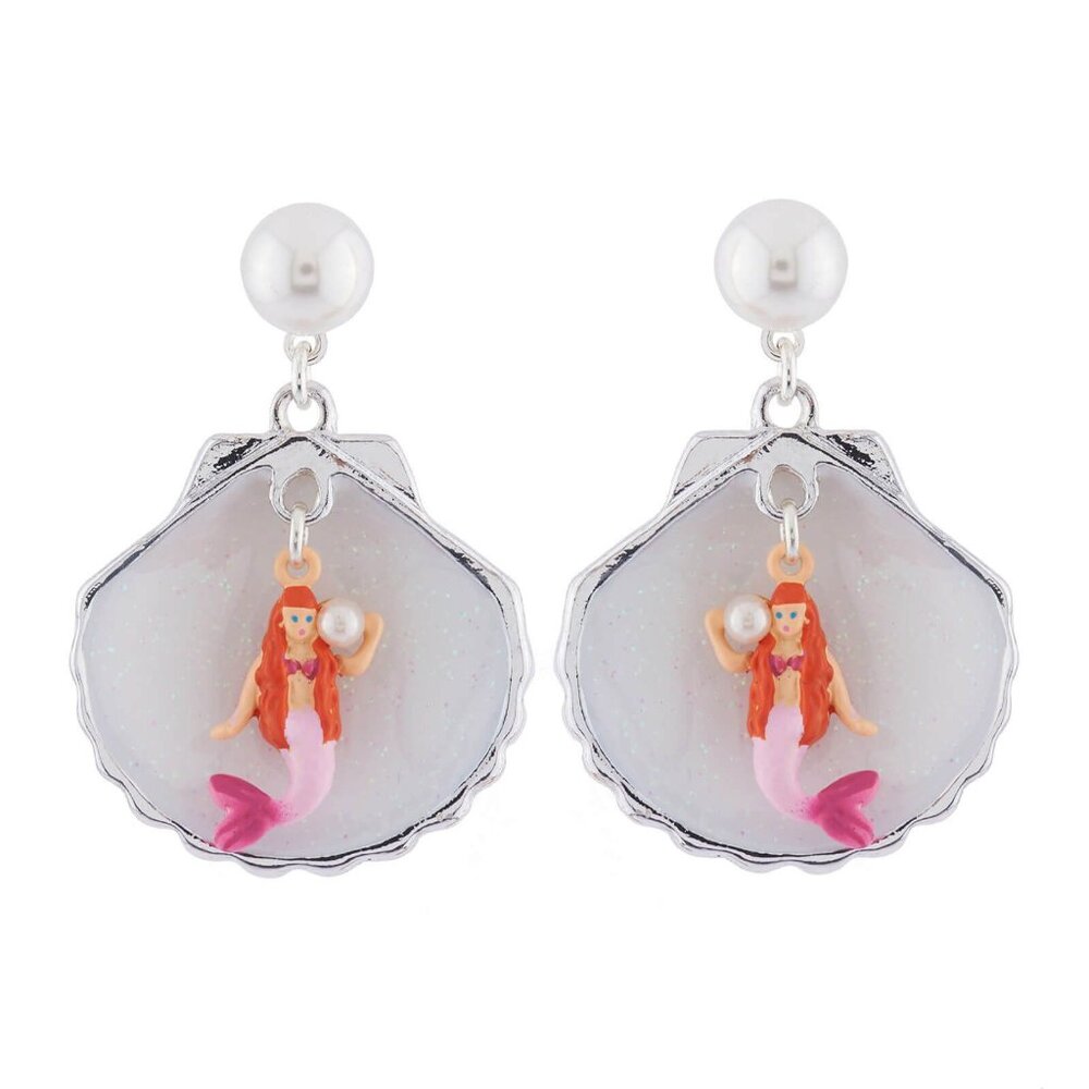 Les Nereides i Am A Mermaid With Silver Shell Stud Earring